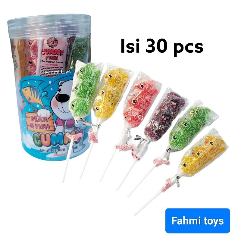 

30Pcs Gummy Beard And Fish Nt Permen K Aaa