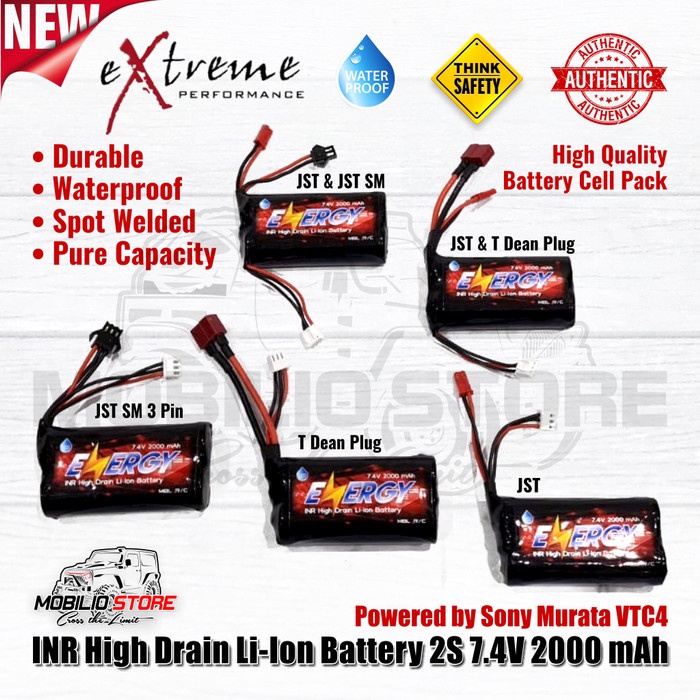 Baterai Inr Li Ion 7.4 Volt 2000 Mah High Drain Rc Mini Battery