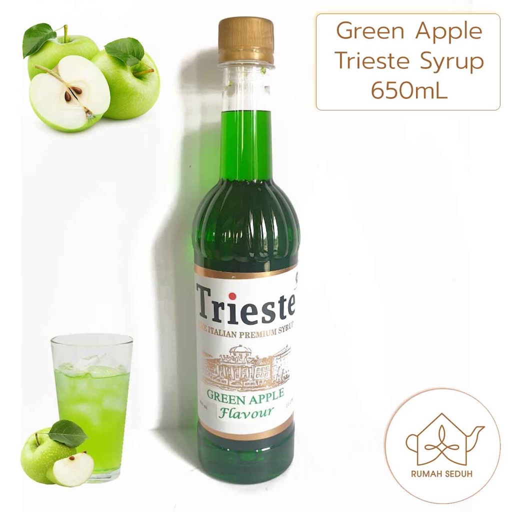 

650 Ml Trieste Green Syrup - Sirup Apel Hijau - Sirop Apel