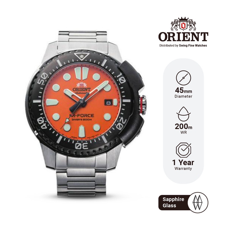 Jam Tangan ORIENT RA-AC0L08Y M-Force Automatic Sapphire Glass Stainless Steel Original