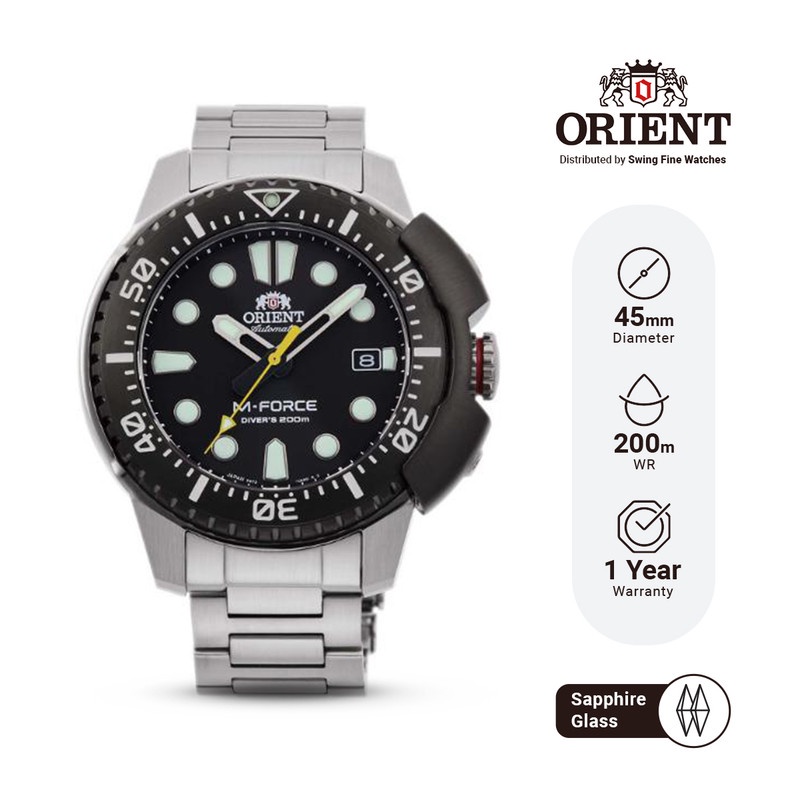 Jam Pria ORIENT RA-AC0L01B M-Force Automatic Sapphire Glass Stainless Steel Original