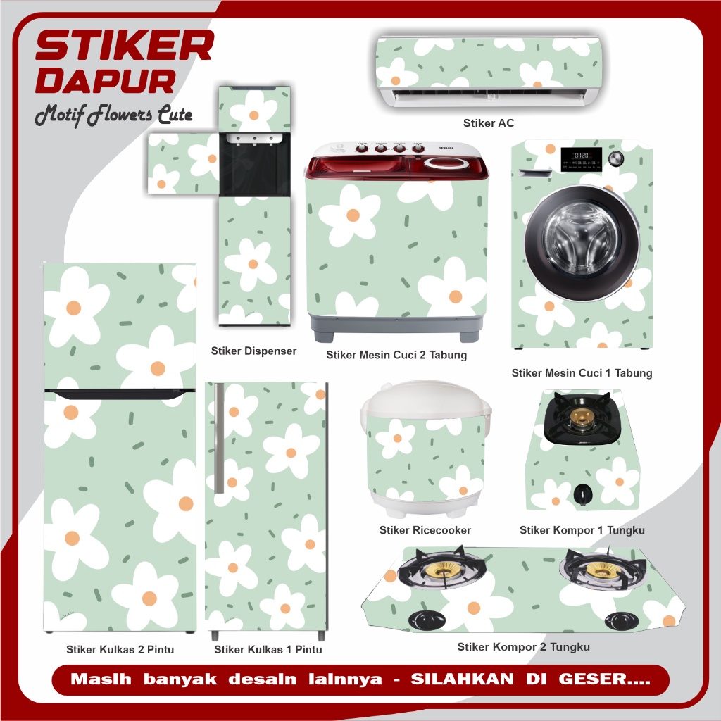 Stiker Kulkas Ac Kompor Mesin cuci Motif Bunga2 Cute 32 0.975998004056052