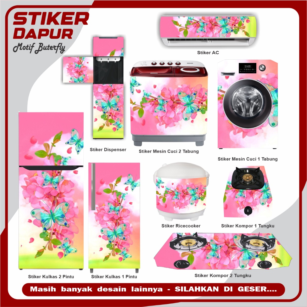 Sticker Ricecooker ukuran kecil besar Stiker Mesin cuci Stiker Kulkas pintu StiCker Kompor