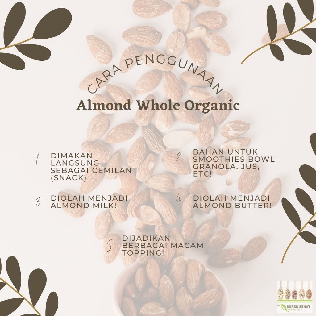 

Almond Raw / Almond Mentah Organic 250Gr Kacang Almond