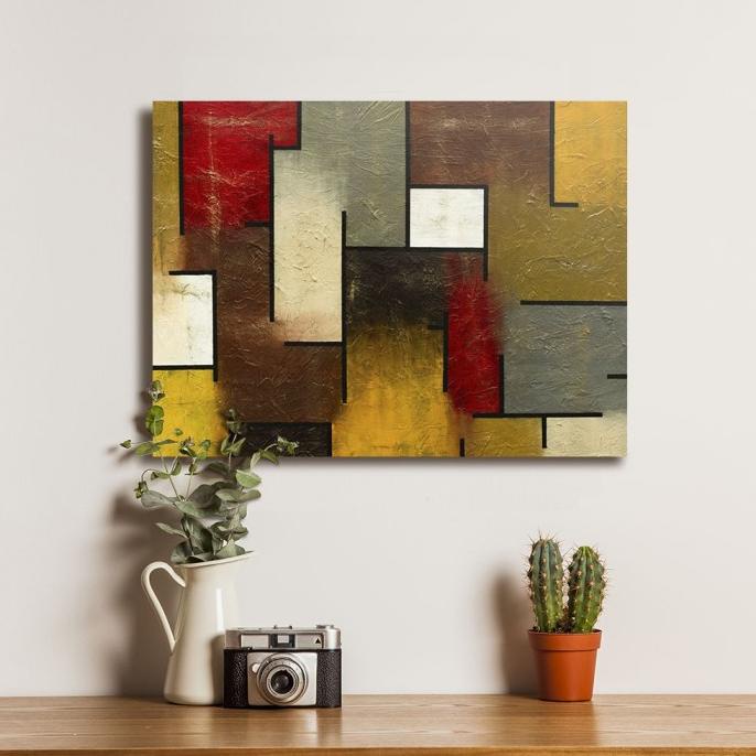 ,,,,,,,] Poster Lukisan Art Abstrak Mozaik Indah - Dekorasi Hiasan Dinding Kayu