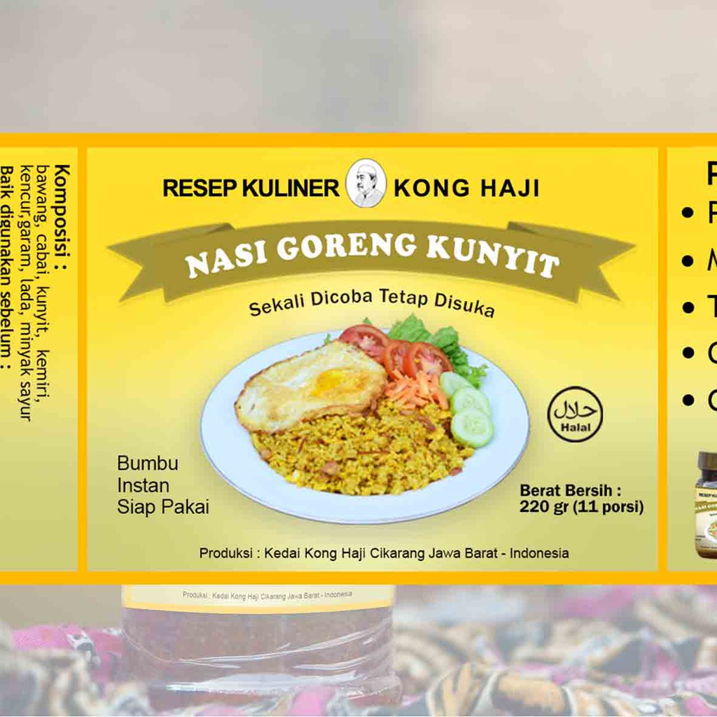 

Bumbu Nasi Goreng Kunyit 220 Gr (Untuk 11 Porsi)