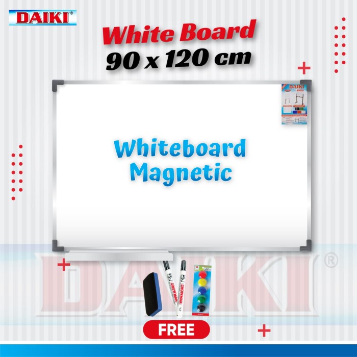 

Papan Tulis / Whiteboard Daiki Magnetic Gantung Uk 90X120 Cm Berkualitas