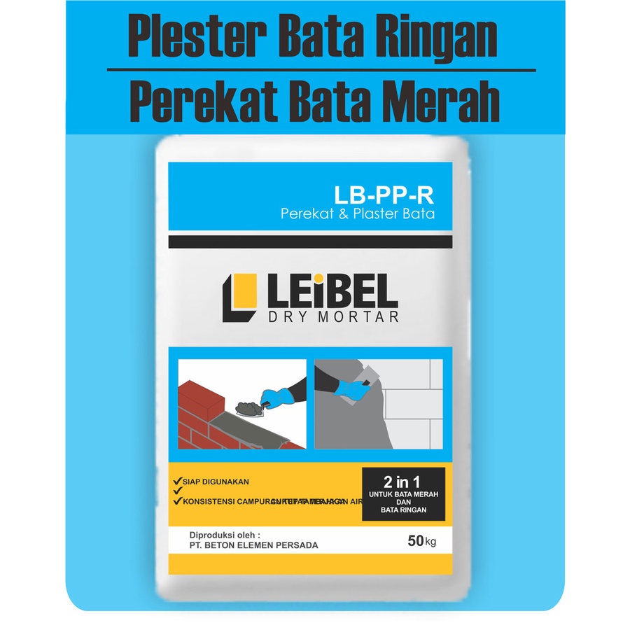 Leibel Semen Mortar Perekat Plester Bata Ringan 50 kg Hebel LB-PP-R