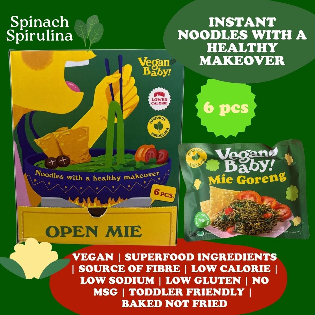 

Vegan Baby mie goreng Bayam Brokoli 6pcs GREEN BOX