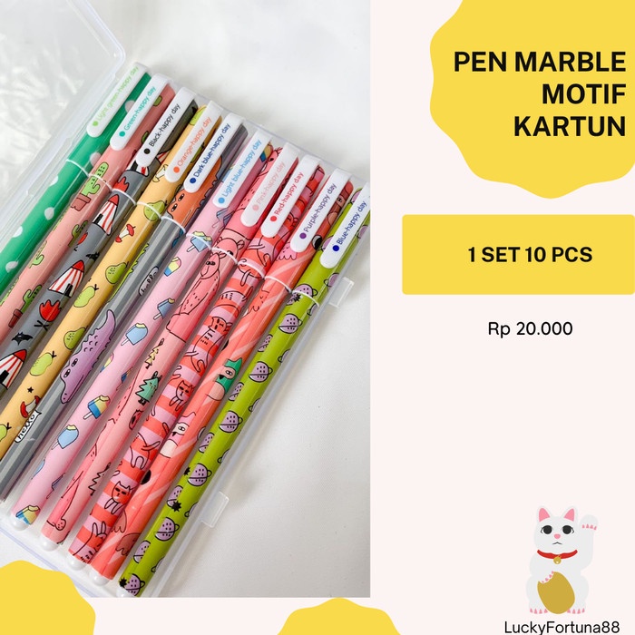 

pen marble motif Kartun Lucu Pulpen Marble 1 set Alat Tulis Kantor ATK