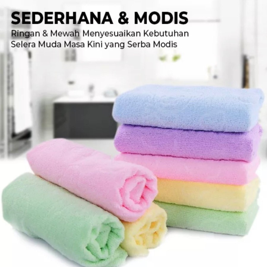 QG Handuk mandi kecil anak bahan microfiber motif beruang 30x60 cm