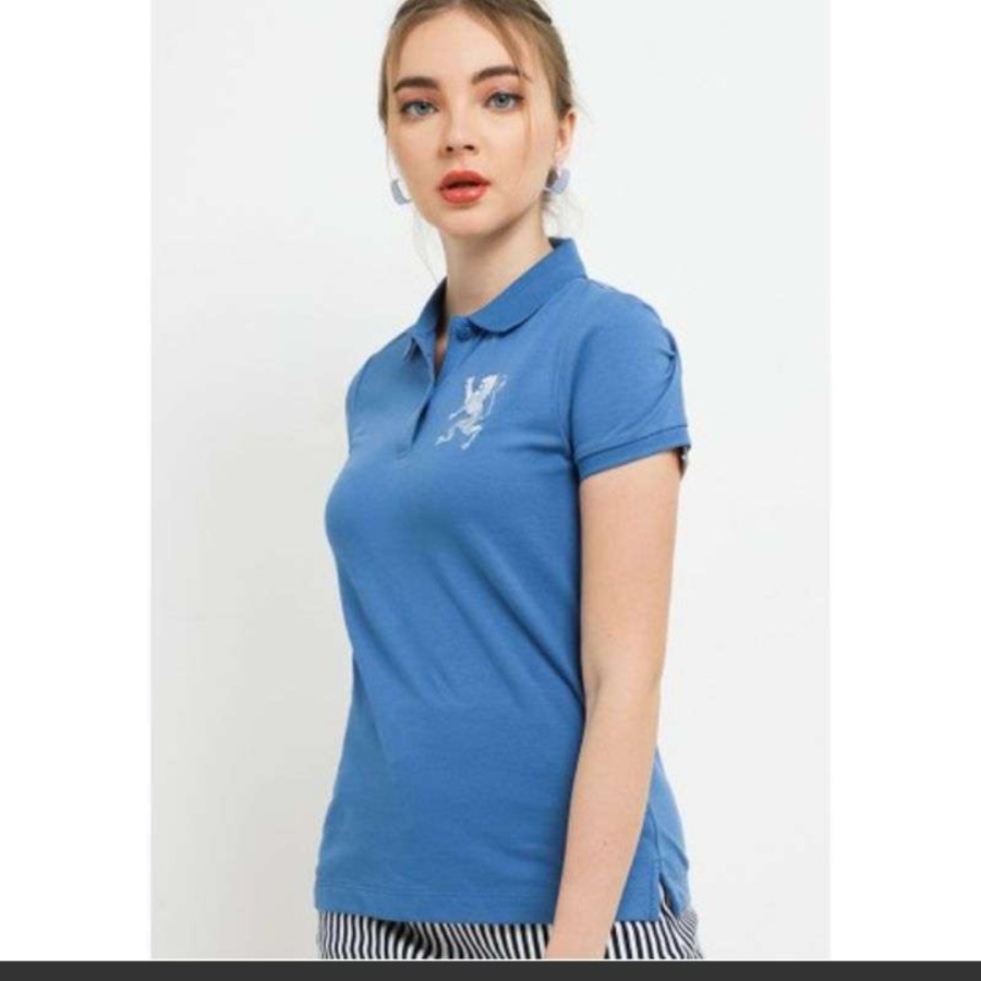 GIORDANO women's 3D Lion Polo 0531120310 Valarta Blue