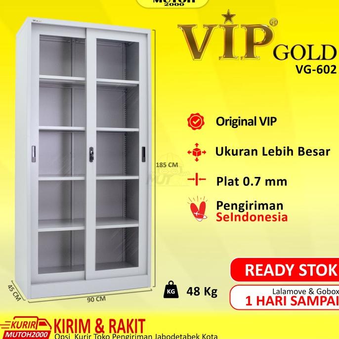 

New Vip Gold Vg-602 Lemari Arsip Besi Pintu Sliding Kaca Berkualitas