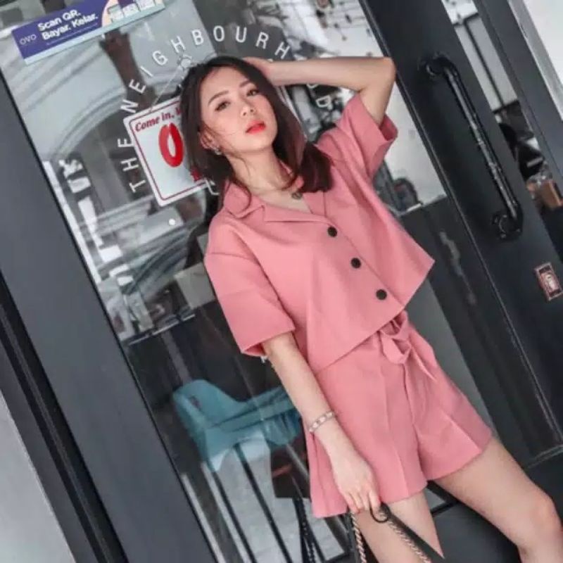 Setelan Blazer Wanita 1 Set  Terbaru 2023 Pakaian Kerja Setcel Panjang Putri Proyek Lapangan Blezer 