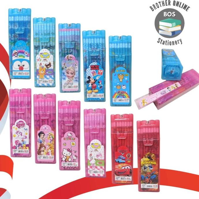 

Trend Bos Pencil+Ruler+Pencil Box+Rautan/Pensil Case Plastik Set/Paket Original