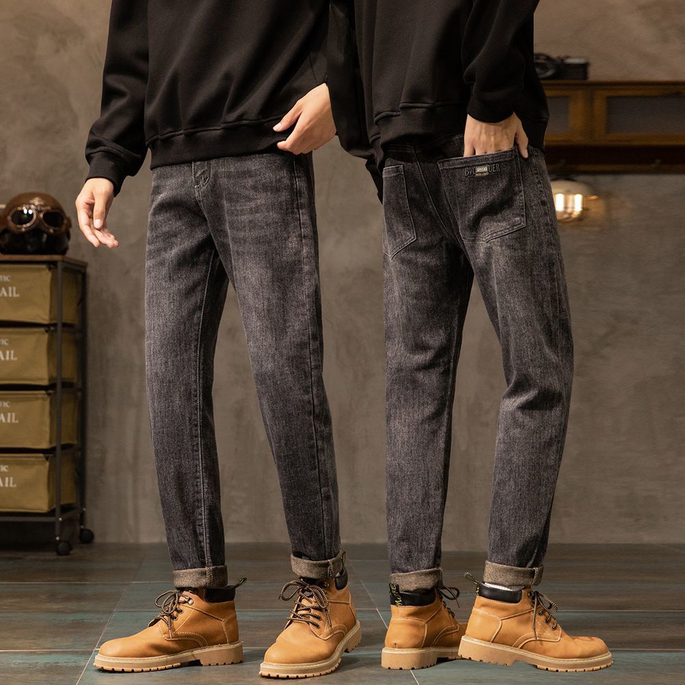 Celana Jins Pria Korea, Celana Panjang Kasual Pria, Ketat, Melar, Celana Jins Korea