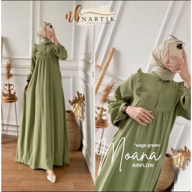 Moana Dress / Crinkle Airflow / Gamis Wanita Pesta Kondangan Lebaran Terbaru / Long Dress / Dress Ma