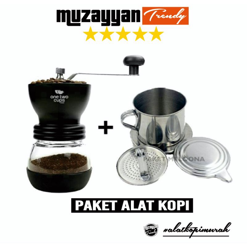 Paket Alat Kopi - Penggiling Kopi Grinder Manual + Vietnam drip