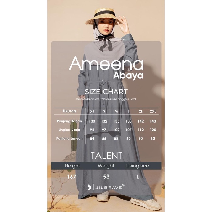 Terbaik  Ameena Abaya 2.0 Jilbrave Modern Premium Abaya Umroh Warna Blue Grey Original
