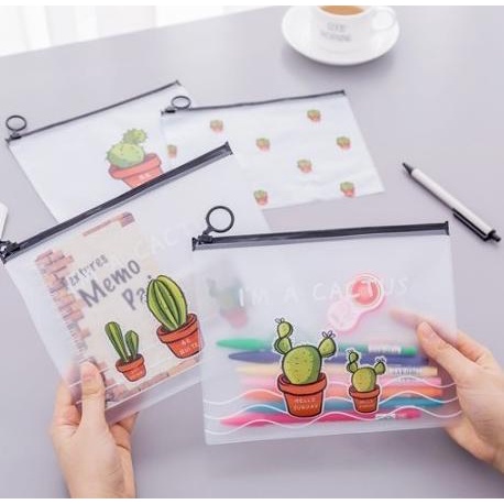 

langsung order saja] Cactus Zip Pouch / Dompet Tempat Simpan Pensil Kosmetik Masker Kaktus