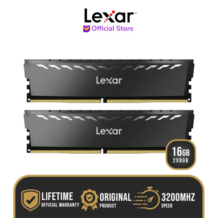 LEXAR MEMORY THOR 16GB DDR4 PC25600 3200MHZ - RAM 16 GB 2X8GB BERKUALITAS TERJAMIN