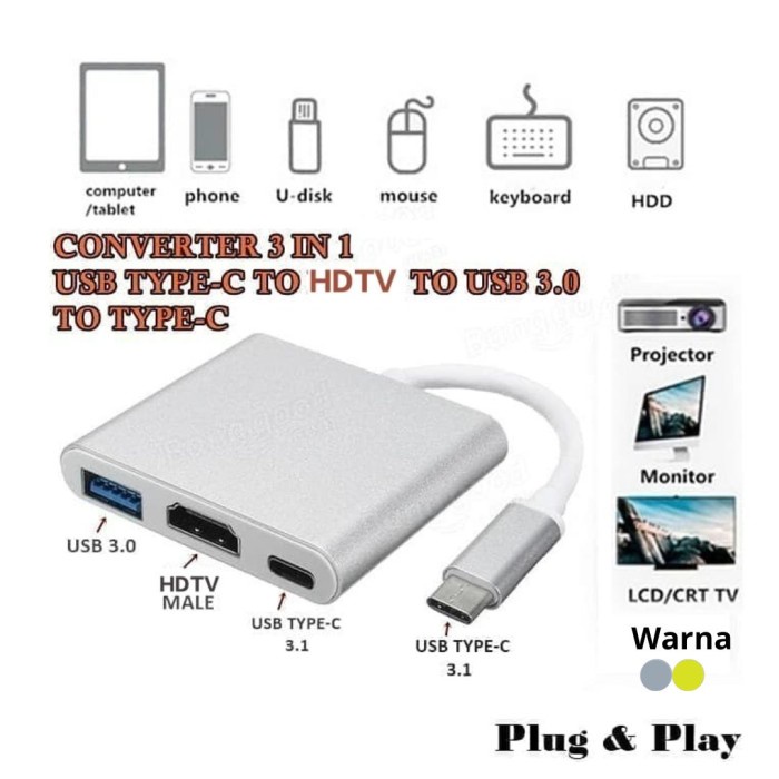 KONEKTOR CONVERTER USB TYPE C TO HDMI MULTIPORT MACBOOK 2016 - 649784