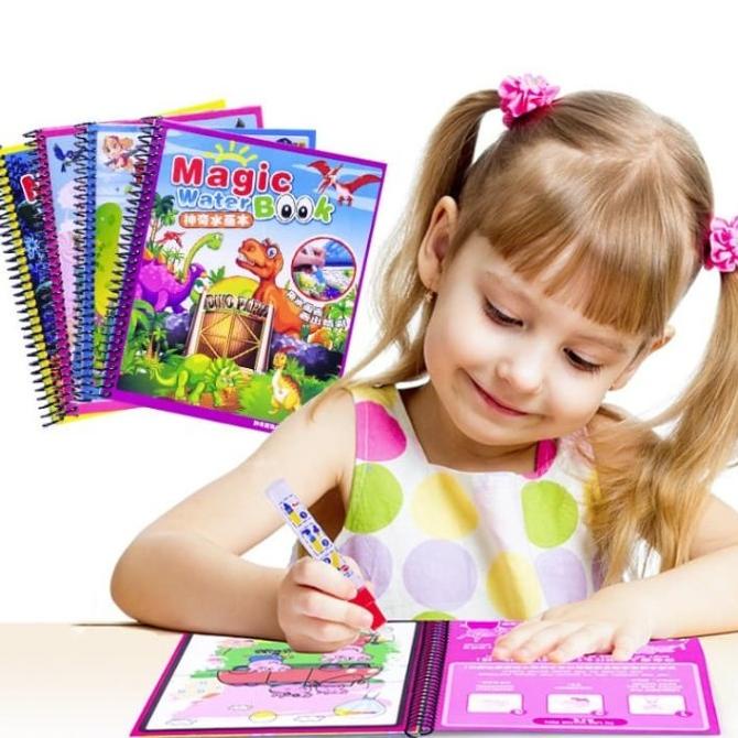

] Magic Water Book / Buku Edukasi Gambar Mewarnai Anak Spidol Pena Air