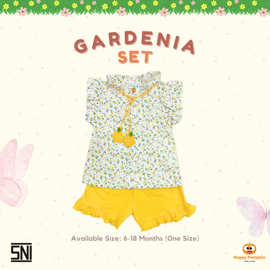 Happy Pumpkin Kids Setelan Anak Perempuan Usia 6-18 Bulan Gardenia Set