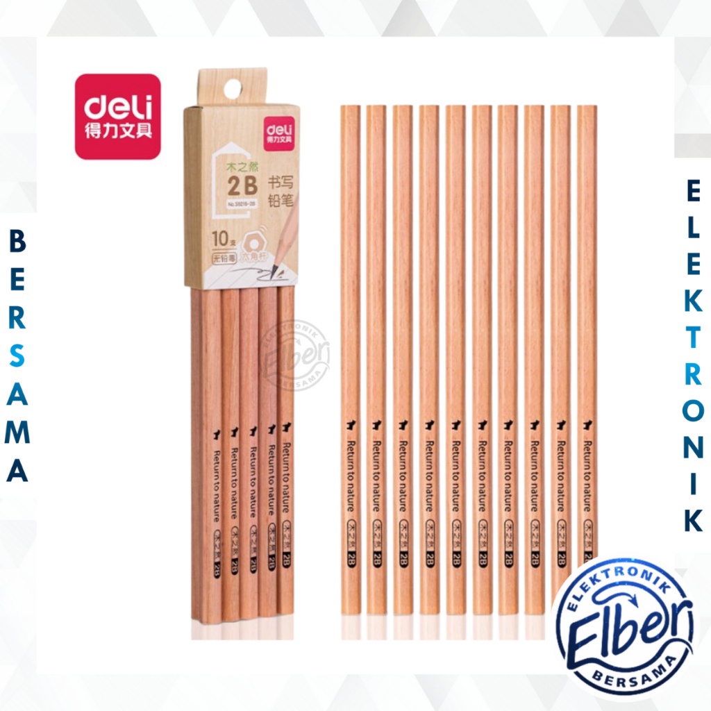 

ELBER DELI038 Deli Graphite Pencil Pensil Kayu Grafit 2B isi 10 pcs Y1678