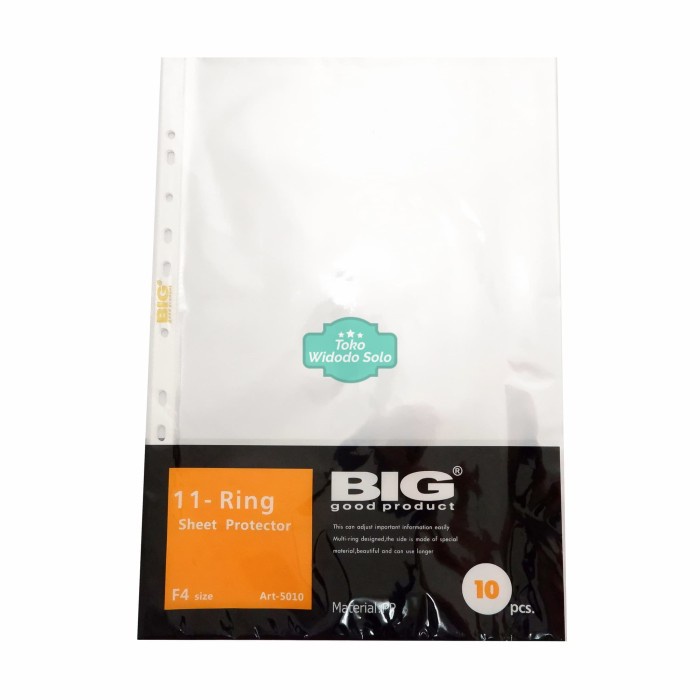 

Sheet Protector BIG F4 11 Ring Sheet Protector 5010 10 Lembar
