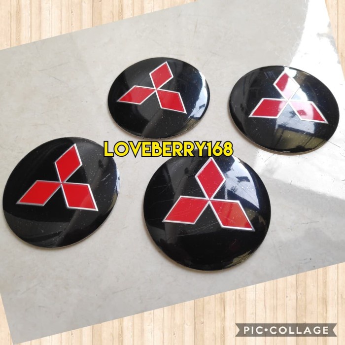 sticker stiker lapisan tutup dop velg mobil logo mitsubishi murmer