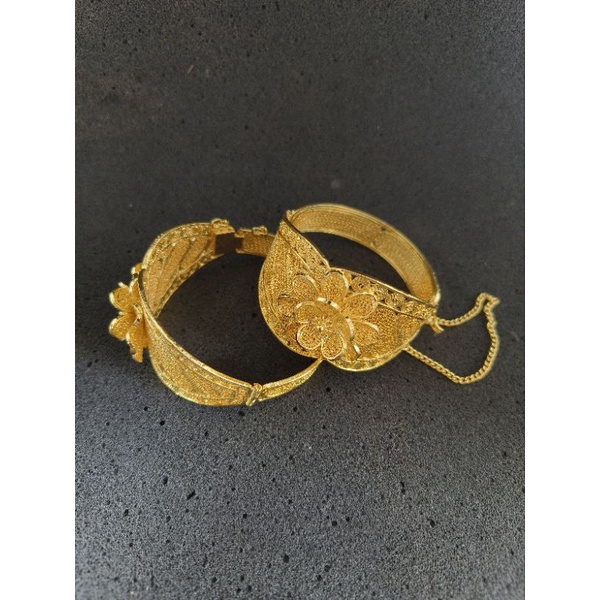 gelang kendari lapis emas 24k gelang bunga gelang pesta gelang adat gelang kendari mewah gelang aris
