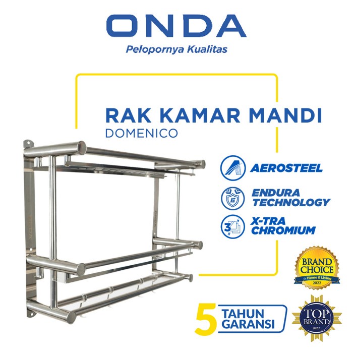 {WorkopShop} Onda Rak Kamar Mandi Dinding Stainless Steel Tempel Gantung Domenico - Rak Domenico Dis