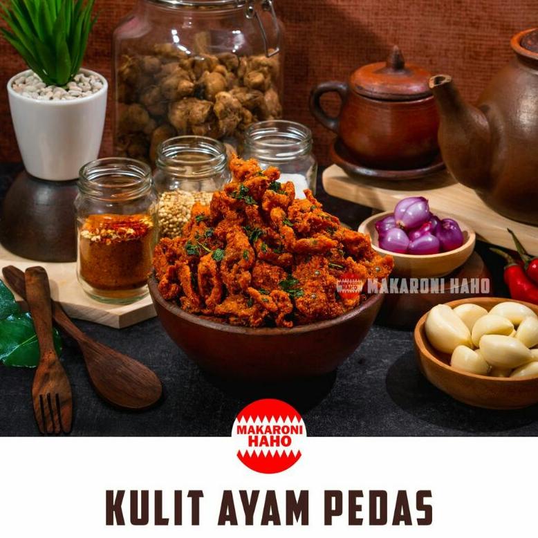 

Ready keripik kulit ayam pedas 500gram(kemasan asyik standing pouch)