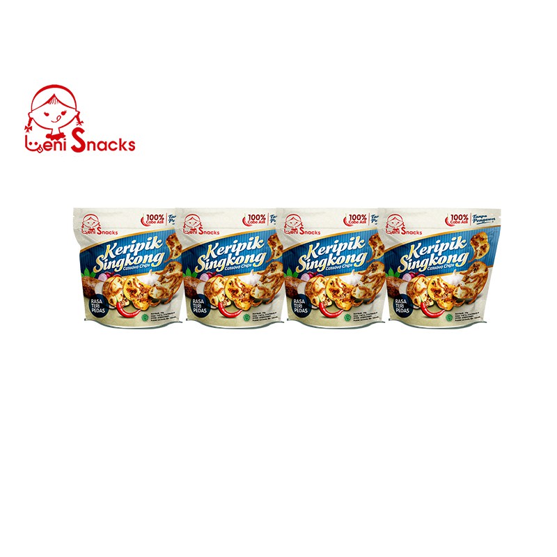 

Ready Leni Snacks 4 Pcs Keripik Singkong Teri Pedas (New Pack) Best Seller
