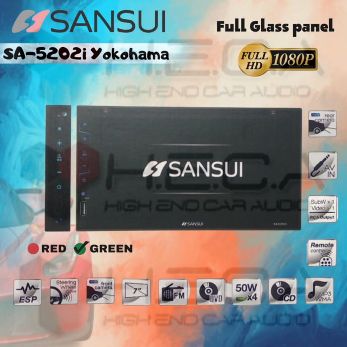 NEW SANSUI SA-5202I FULL GLASS SA5202I HEAD UNIT TAPE DOUBLE DIN TV AUDIO ORIGINAL TERBARU