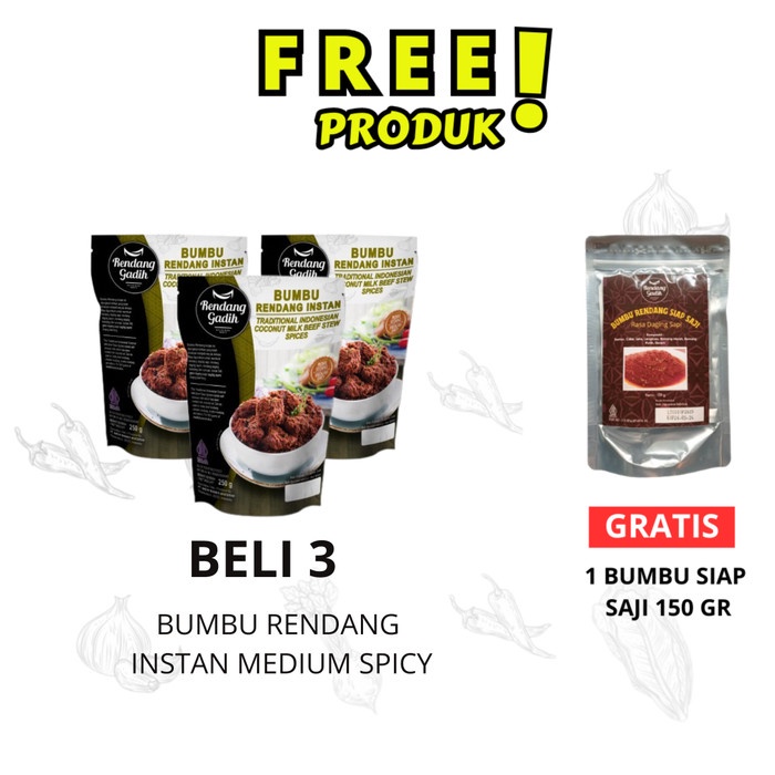 

Promo Paket 3 Pcs Bumbu Rendang Instan Medium Spicy (Pedas Sedang)
