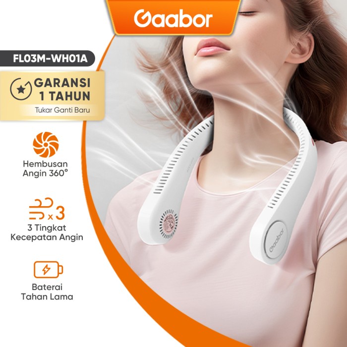 BISA COD Gaabor Kipas Angin Leher Portable Hanging Neck Fan Cooling Fan USB /KIPAS ANGIN MINI/KIPAS