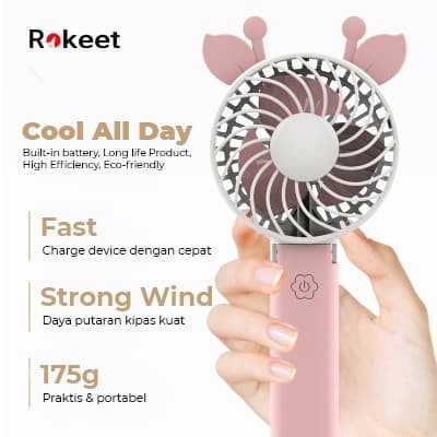 TERBARU Kipas Angin Portable Mini Karakter Korea Lipat Murah Original Rokeet /KIPAS ANGIN MINI/KIPAS