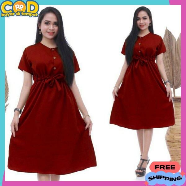 Pendek Selutut Korean Dres Gaun Musim Panas Termurah Gaum Dreas Kasual Kondangan Baju Kondangan Wani