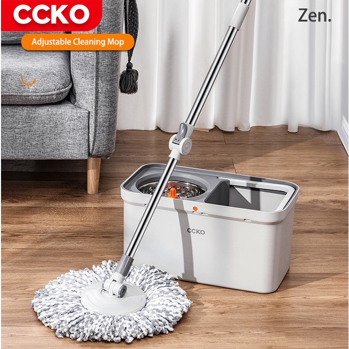 ZENAlat Pel Spin Mop Stainless Steel Alat Pel Kain Pel Spin Mop