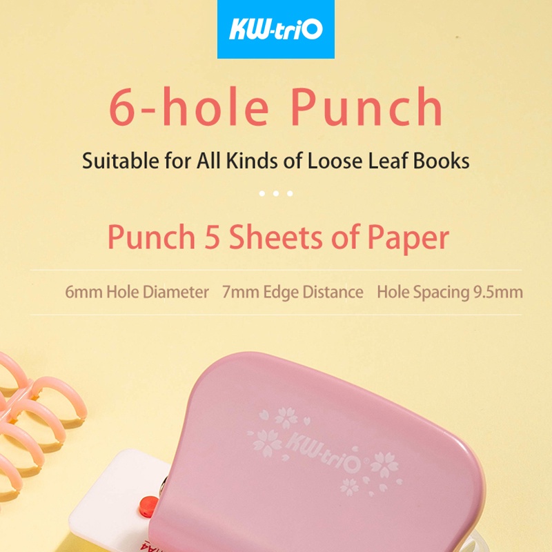 

-Trio Pink / Ungu 99H9 Buku Catatan 6 Lubang Pelubang Bulat Mesin Pelubang Standar A4 A5 B5