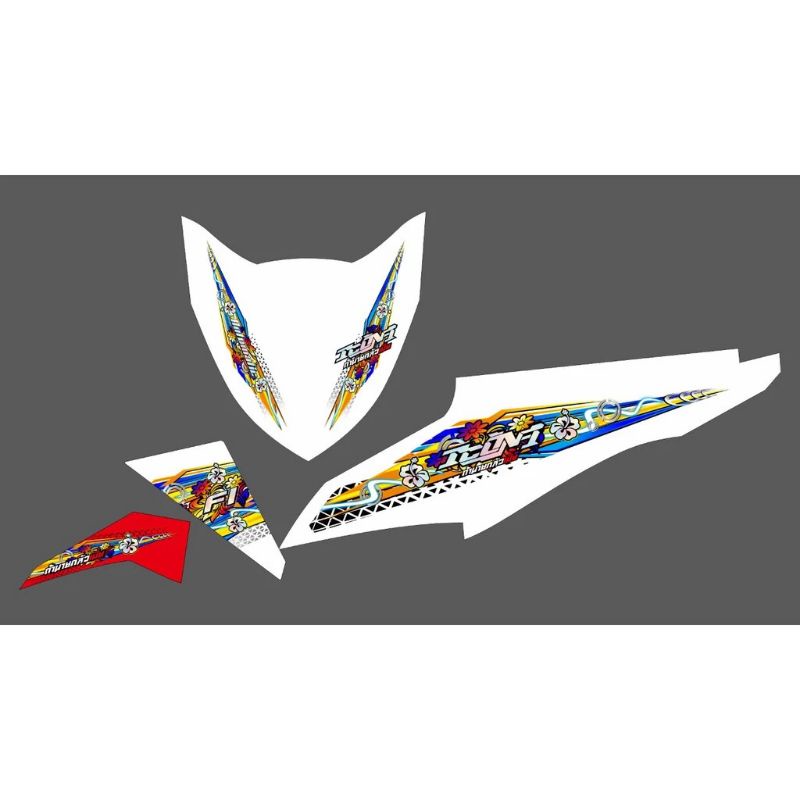 STICKER STRIPING BEAT FI OLD CUSTOM FLOWER HOLOGRAM ICON THAILAND THAILOOK