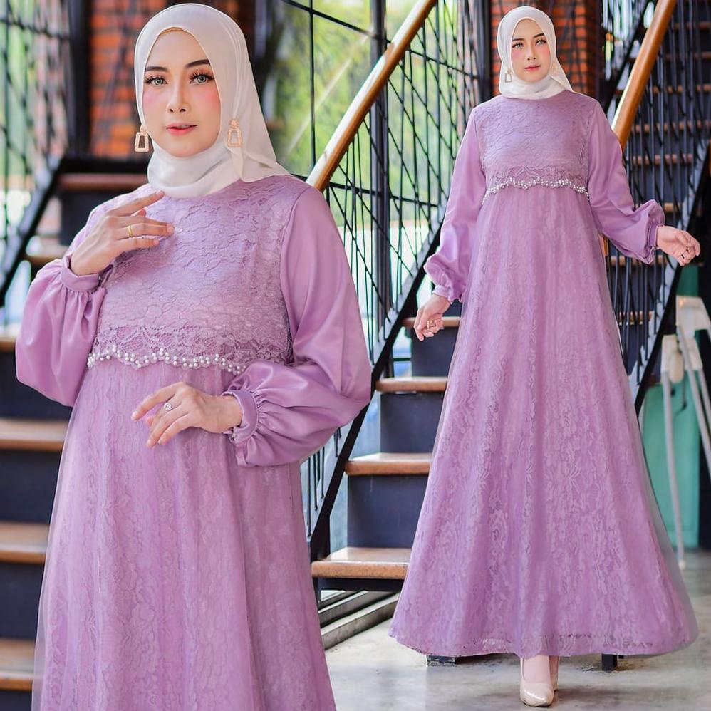 Sale Quinza Gamis Pesta Jumbo Size M , L , Xl , Xxl / Baju Gamis Brukat Tile / Gamis Kondangan Remaj