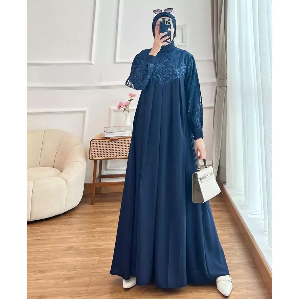 11.11 Abrashop - Aghnia Gamis Terbaru Ceruty Babydoll / Gamis Lebaran 2023 Gamis Kondangan Jumbo / G