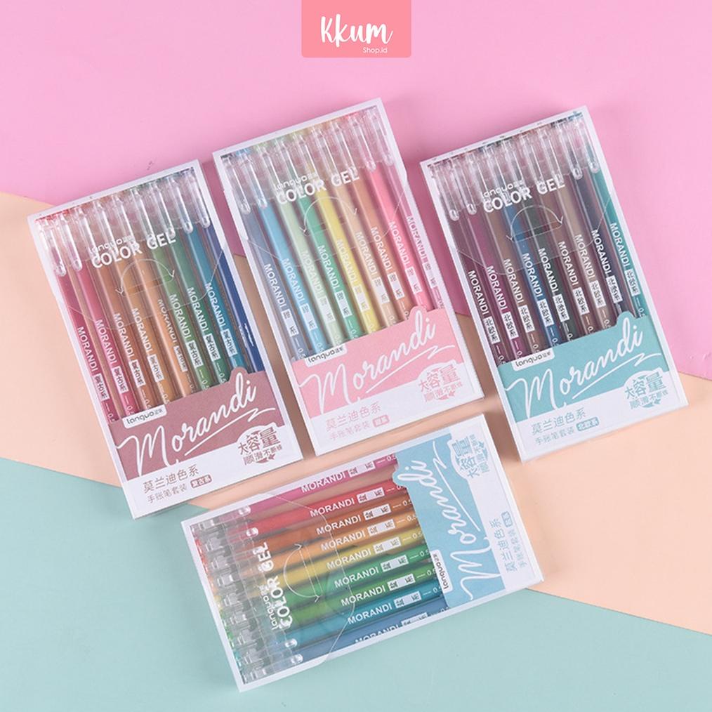 

9 PCS Gel pen set colors/ Colorful pulpen warna cute morandi