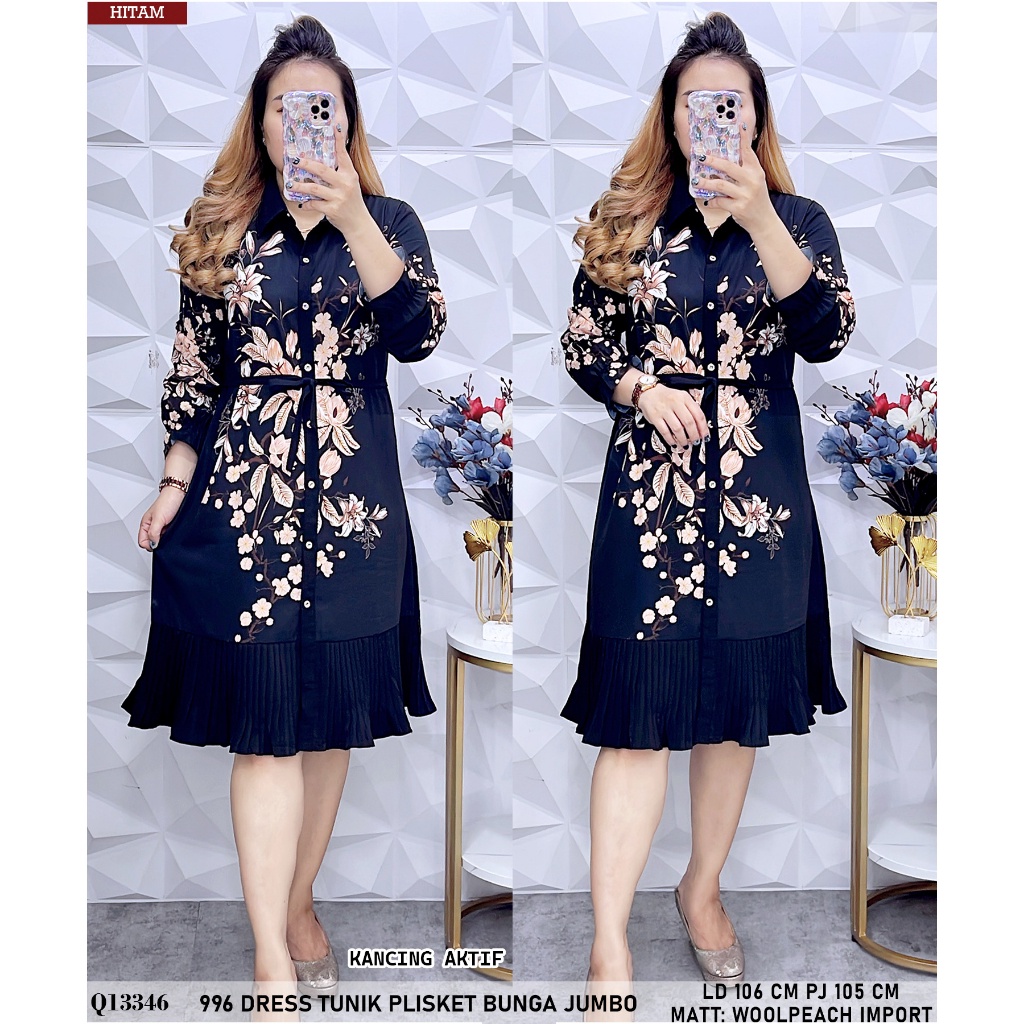 [LIMITED] BEST PRODUCT 996 DRESS TUNIK PLISKET BUNGA ADEM Q1334