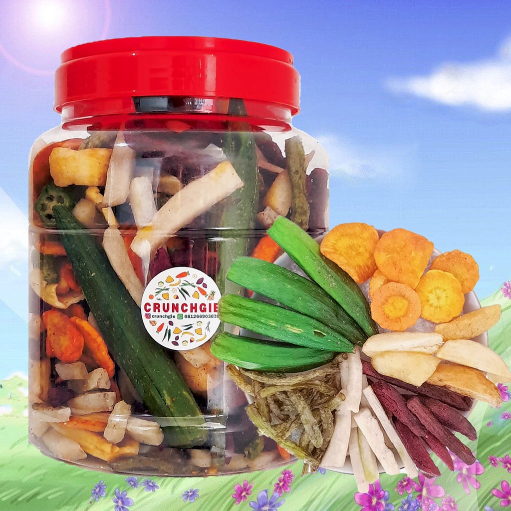 

3L 750gr Keripik Sayur Buah 3 Liter Crunchgie Crunchy Veggie Keripik Sayur Mix Toples Keripik Buah