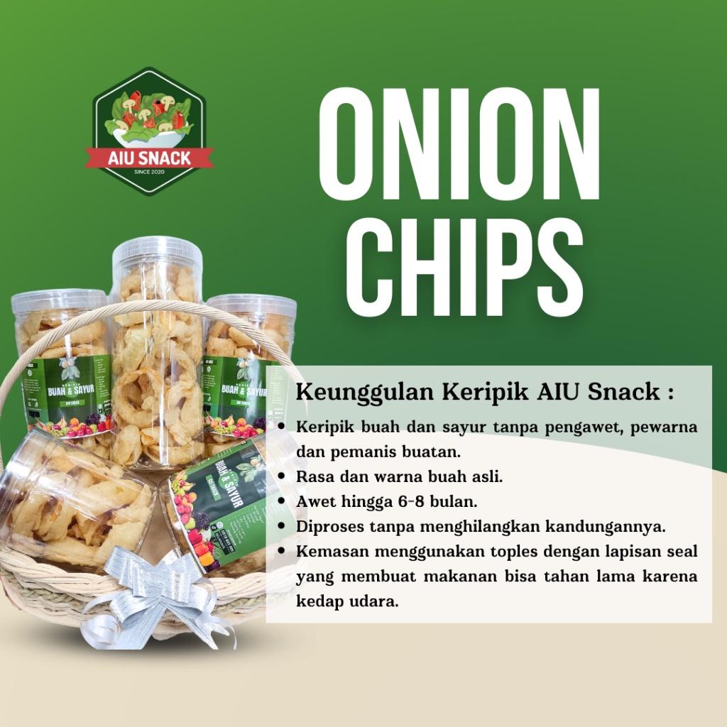 

Keripik Bawang Bombay Kripik Sayur Onion Gurih Healthy Snacks Renyah Premium Non COD