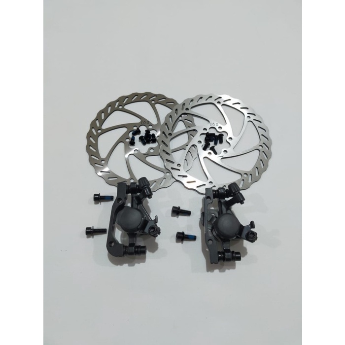 Rem cakram mekanik Cstar disc brake sepeda 1 set kampas bulat 6 bolt
